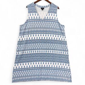 J Jill Wearever Dress Sz 3X Sleeveless Boho Floral Travel Flowy Casual Everyday